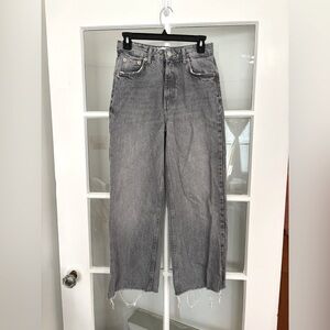 Zara Women’s High-Waisted Wide-Leg Jeans in Gray Size 0